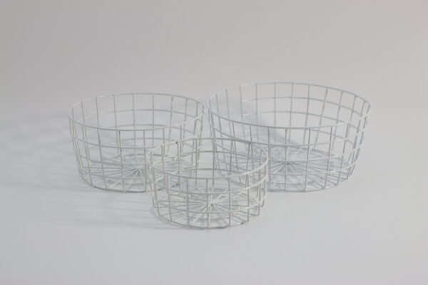 ホワイト・ラウンドワイヤーバスケット 3サイズセット｜EB250100039
